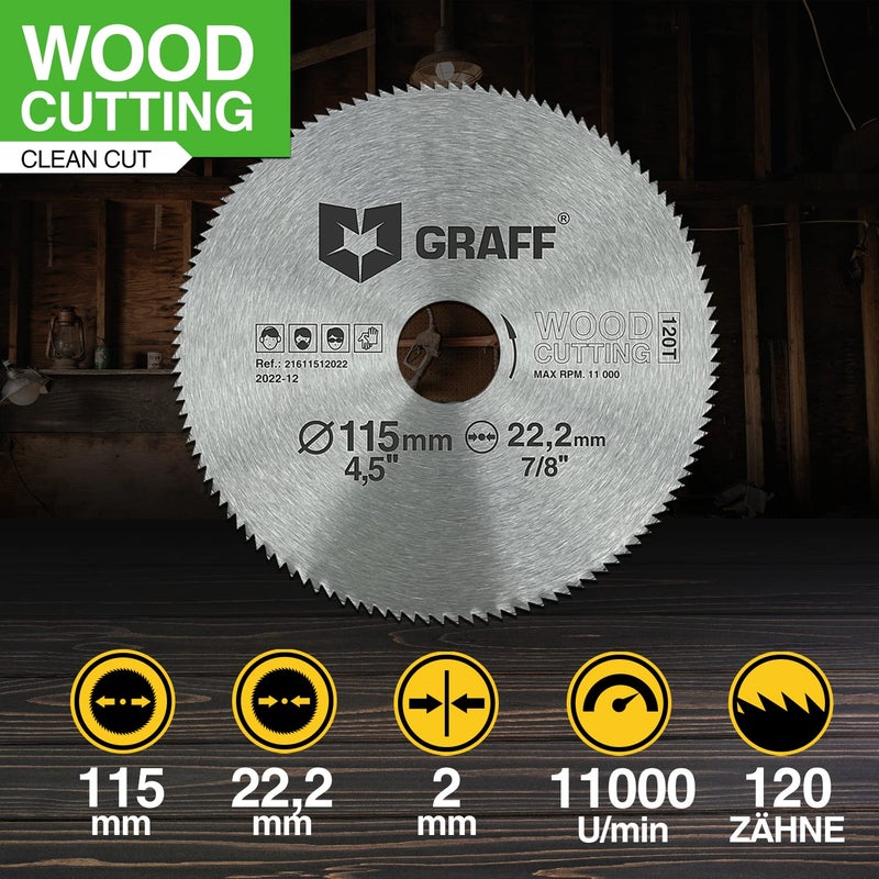 GRAFF 4-1/2 Inch Circular Saw Blade for Wood, Plywood, Laminate, Drywall, Plastic – 120T Wood Cutting Circular Saw Blade with 7/8 Inch Arbor from - Image 2